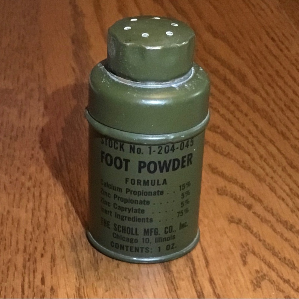 Vintage Tin, Medical Foot Powder, Military The Scholl Mfg 1 oz